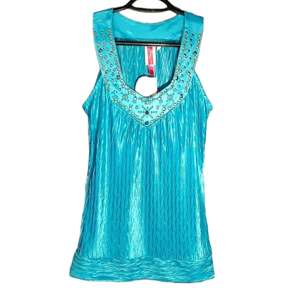 NEW HeartSoul Turquoise Blouse Tank Top with Rivets. Size Small (with tags)